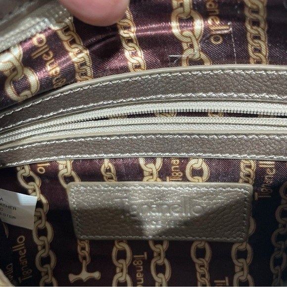 Tignanello Light Gold Metallic Leather Crossbody Bag. 9.25” H x 10”W - Picture 6 of 14